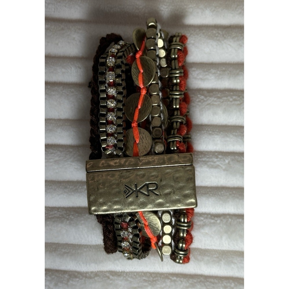 SILPADA K & R KRB0040 MAGIC CARPET Brass Swarovski Crystal 7.5" Bracelet Pre-Own